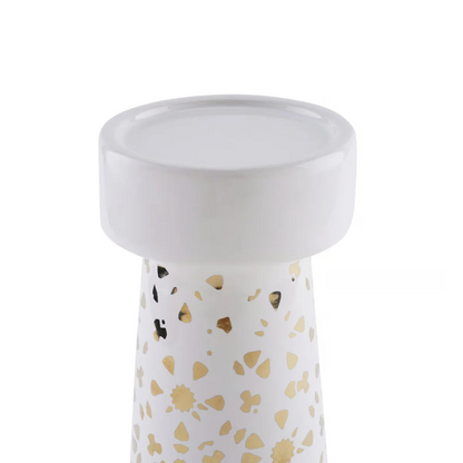 White and Gold Pillar Candle Holder