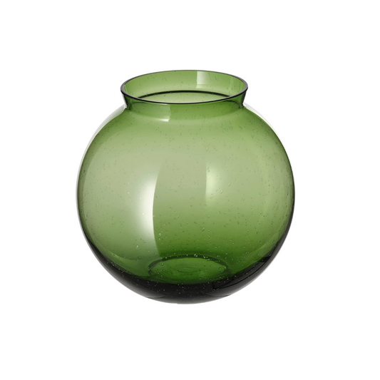 Green Glass Round Vase
