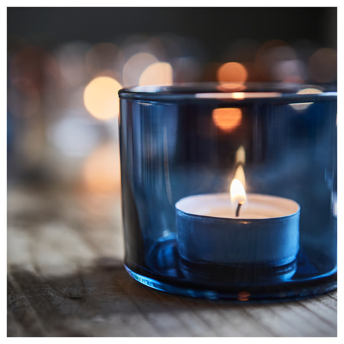 Blue Glass Candle Holder