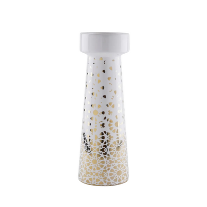 White and Gold Pillar Candle Holder