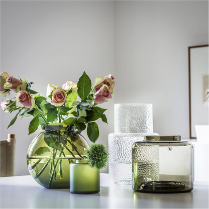 Green Glass Round Vase