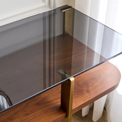 Brushed Gold and Glass Console with Mirror