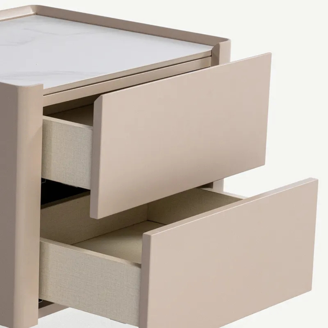 Champagne Bedside Tables with Marble Top
