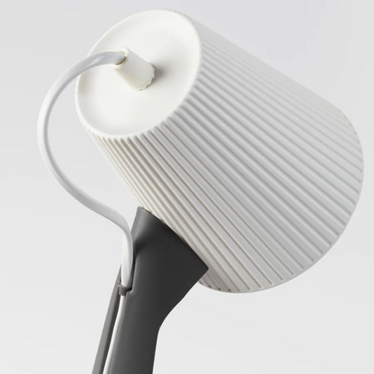 White/Grey Ribbed Table Lamp