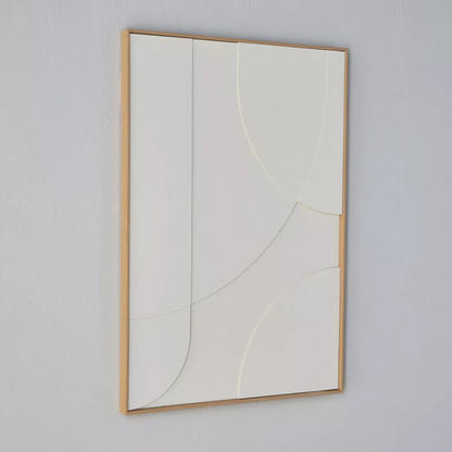 White Wall Art with Wooden Frame