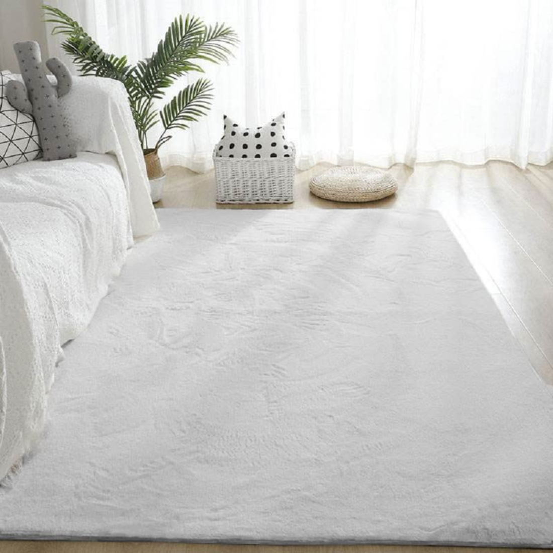 White Soft Faux Rabbit Hair Rug
