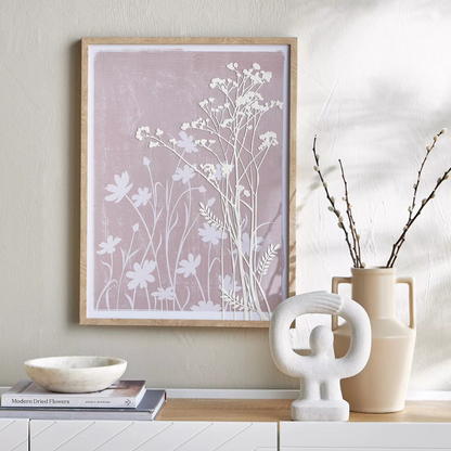 Wooden Framed 3D Pink Artwork