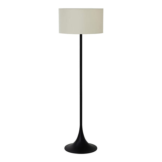 Retro Round Black Matte Floor Lamp  with Round White Shade