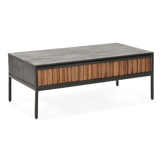 Rectangular Black and Walnut Panelled  Coffee Table with 2 Drawers
