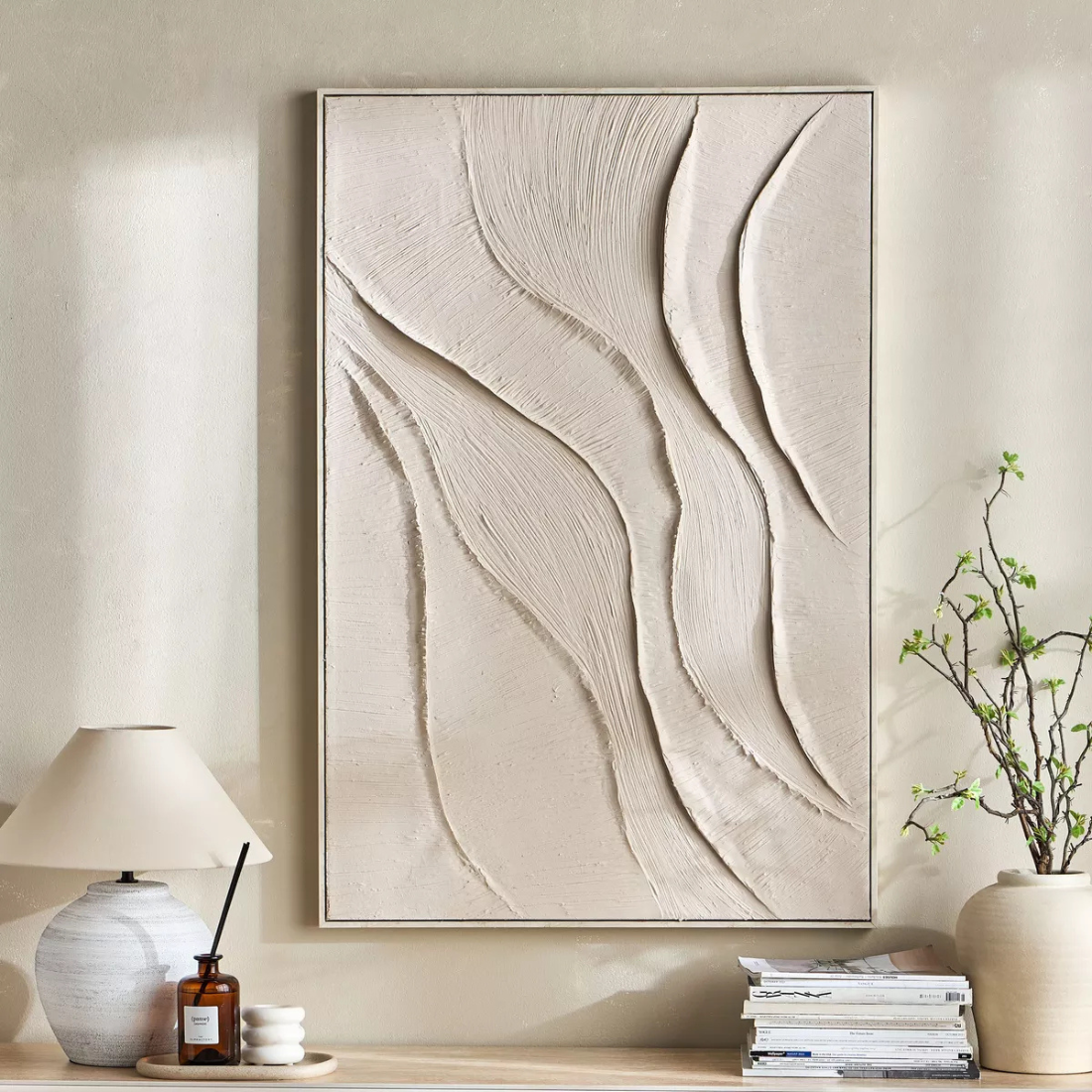 Light Taupe 3D Brushstoke Artwork