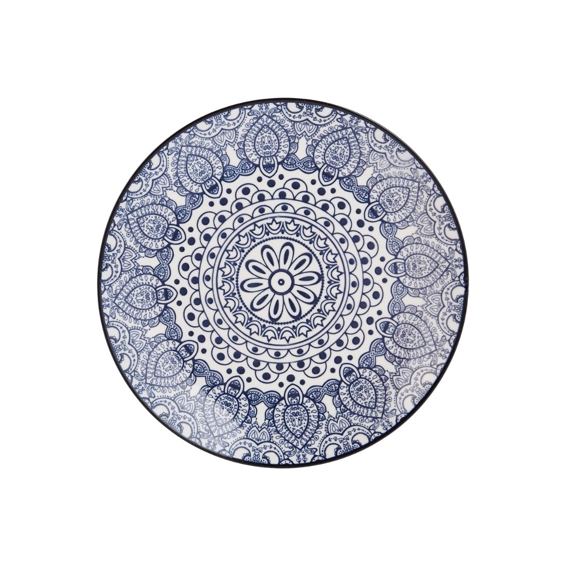 White and Blue Printed Plate