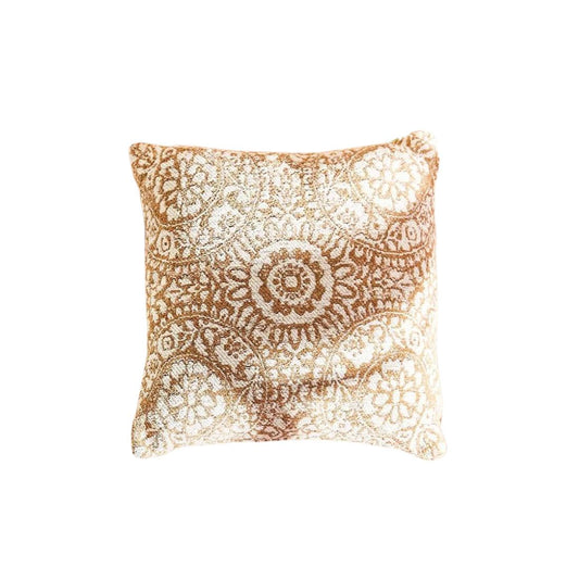 Beige Arabesque Embroidered Cushion
