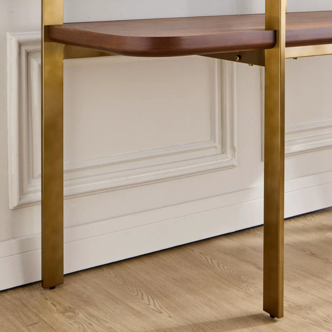 Brushed Gold and Glass Console with Mirror