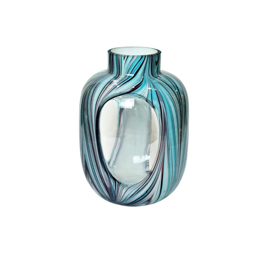 Large Blue Swirl Decorative Vase