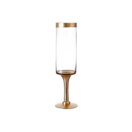 Medium Clear Vase with Gold Rim and Gold Stem