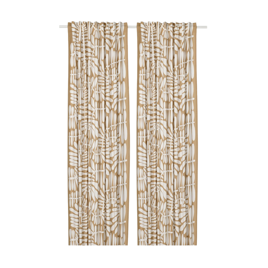 Beige/White Printed Curtains