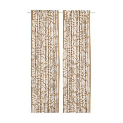 Beige/White Printed Curtains