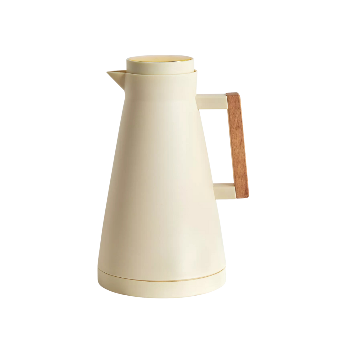 Ecru Vacuum Coffee/Tea Pot with  Wooden Detailing