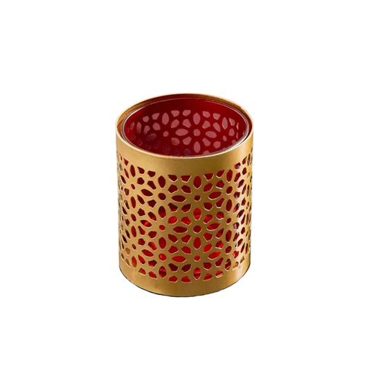 Arabesque Candle Holder with Red Glass Tumbler
