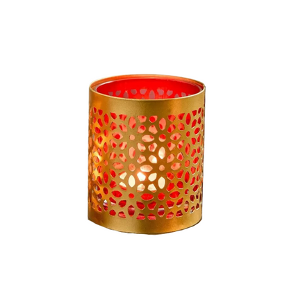 Arabesque Candle Holder with Red Glass Tumbler