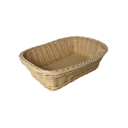 Light Beige Rectangular Woven Basket