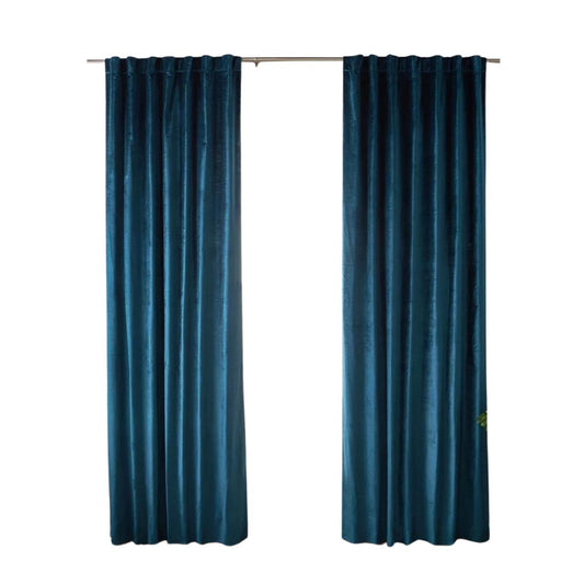 Pair of Teal Velvet Curtains