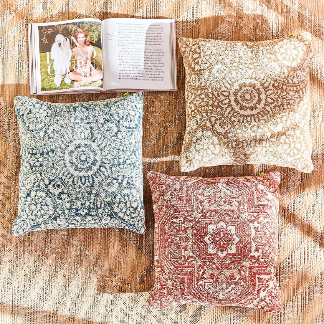 Beige Arabesque Embroidered Cushion