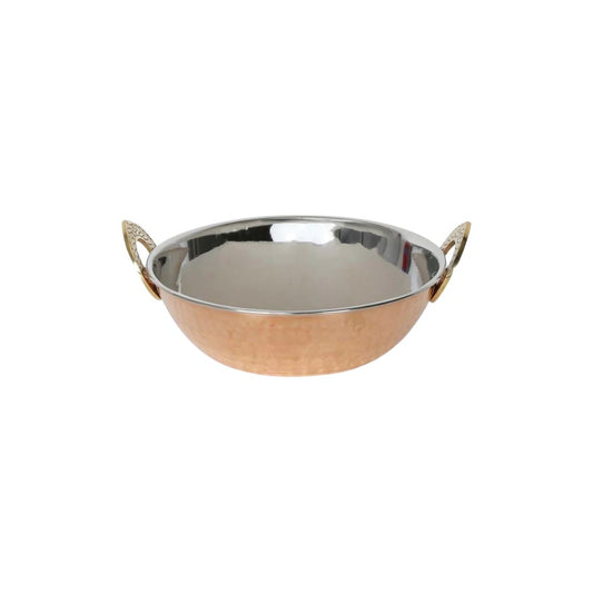 Little Hammered Copper Bowl with Gold Handles