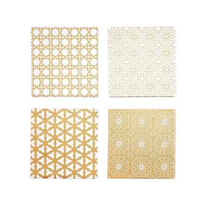 4 Piece Damask Foiled Arabesque Framed Set