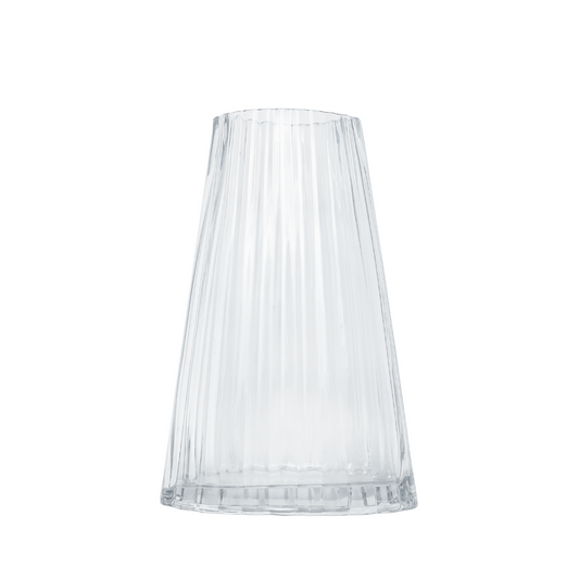 Clear Triangular Ribbed Vase