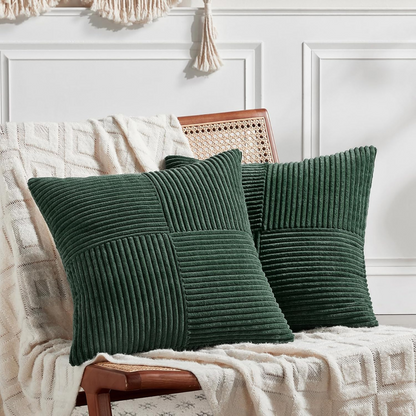 Dark Green Corduroy Cushion Cover