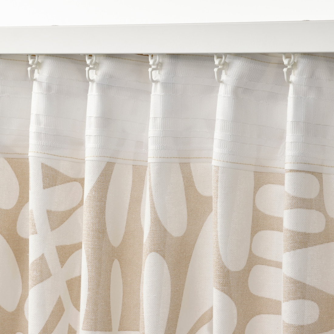 Beige/White Printed Curtains