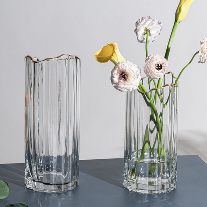 Riviera Glass Vase with Gold Trim