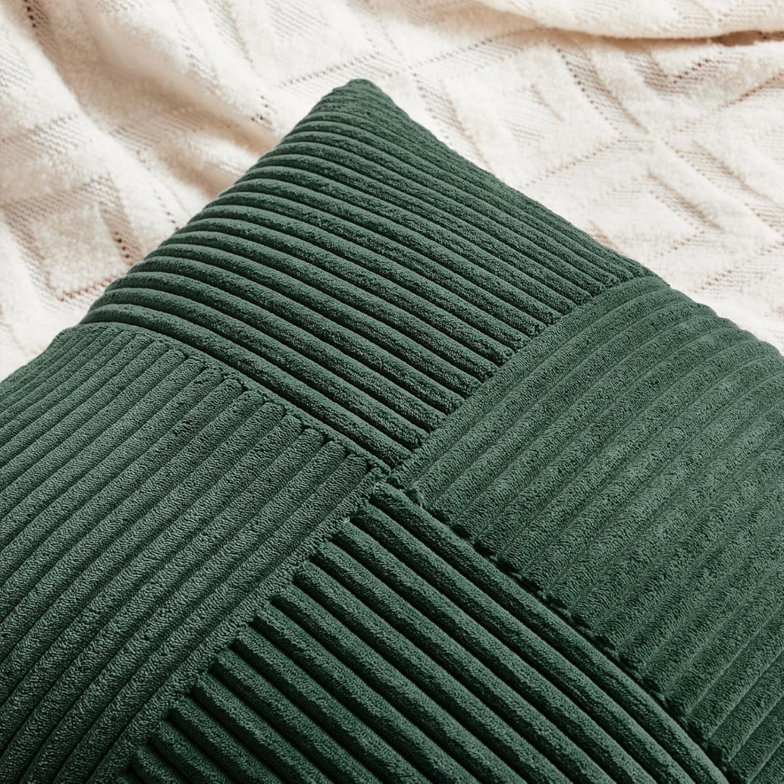 Dark Green Corduroy Cushion Cover