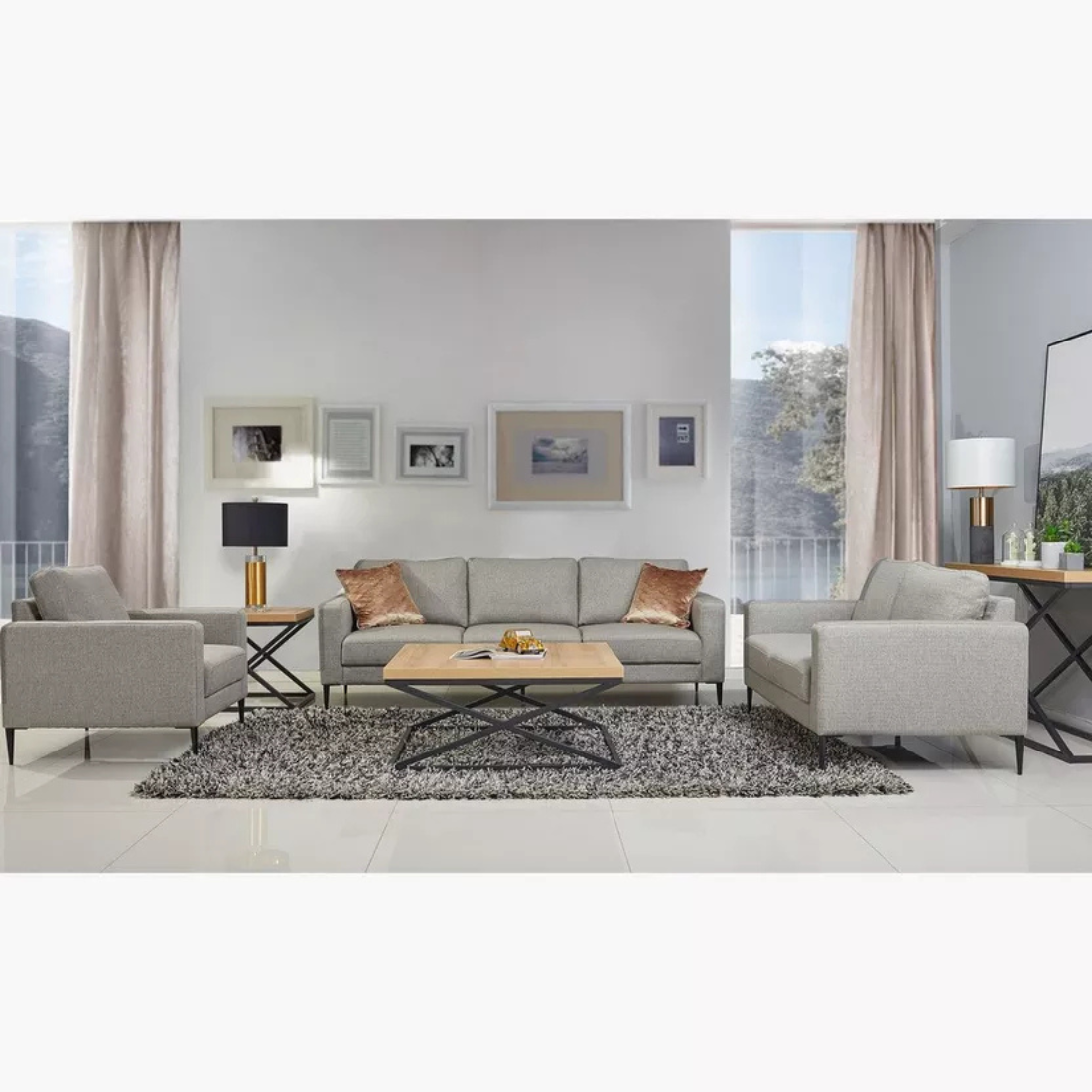 Light Grey Minimalistic  3 Seater Couch