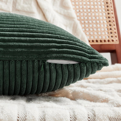Dark Green Corduroy Cushion Cover