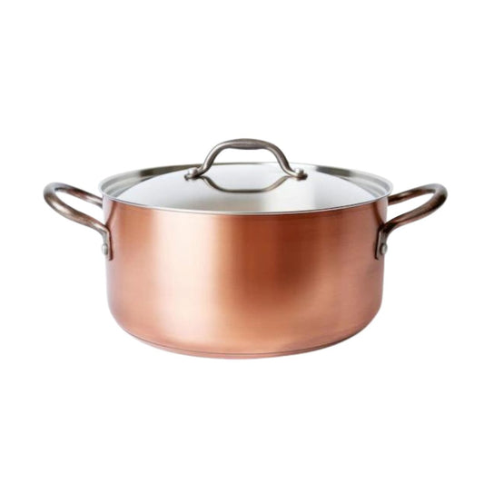 Shiny Copper Pot with Silver Lid 4.6 L