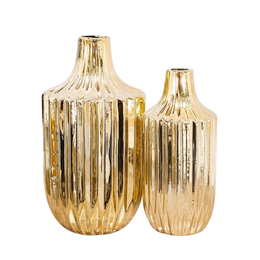 Set of 2 Gold Vases