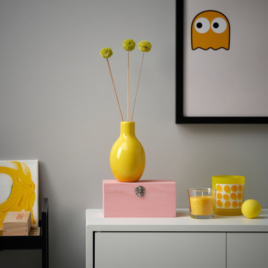Yellow Glossy Bulb Vase