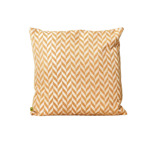 Mustard and White Herringbone Cushion