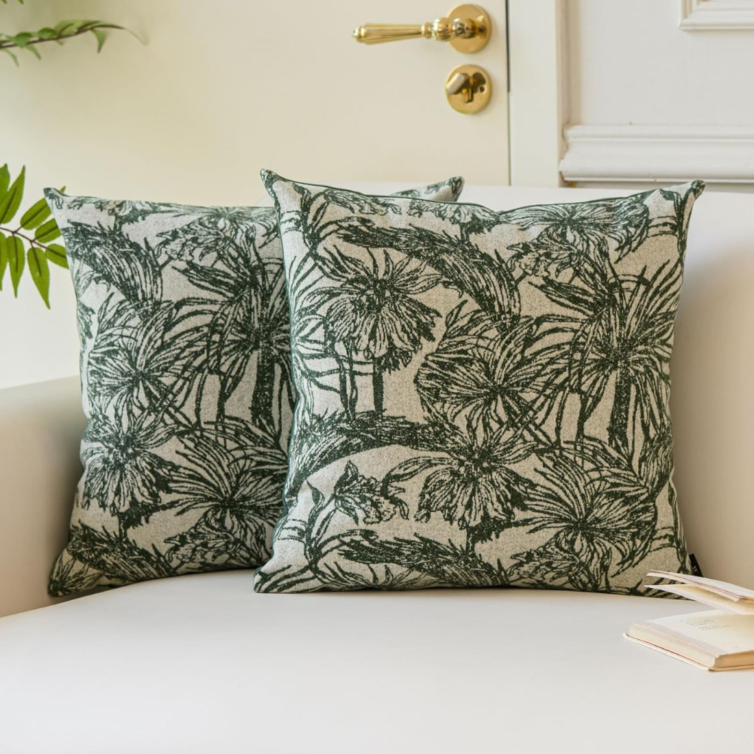 Green Felt Patterned Cushion Cover
