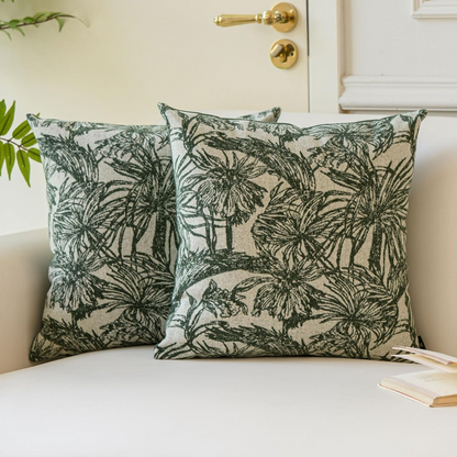 Green Felt Patterned Cushion Cover