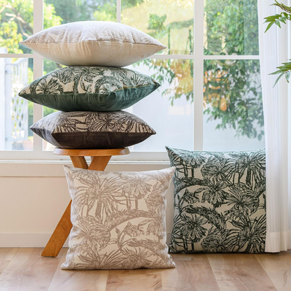 Green Felt Patterned Cushion Cover