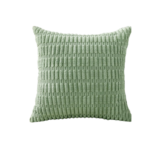 Green Velvet Textured Cushion Cover