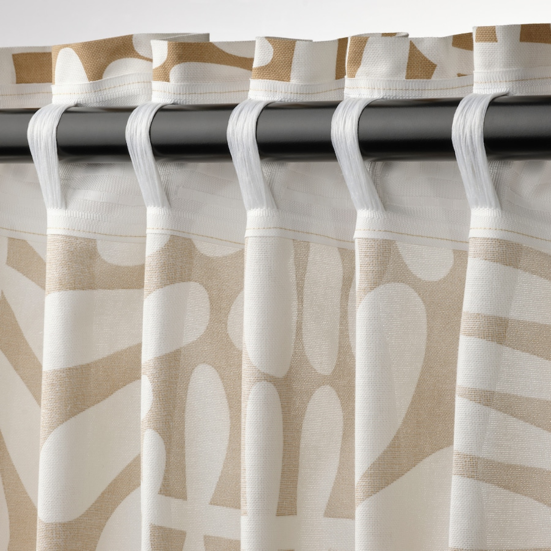 Beige/White Printed Curtains