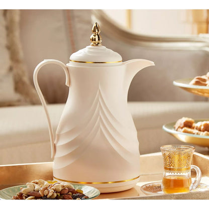 Ecru Vacuum Coffee/Tea Pot with Gold Detailing