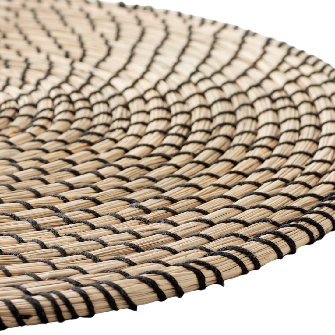 Black and Natural Jute Braided Place Mat