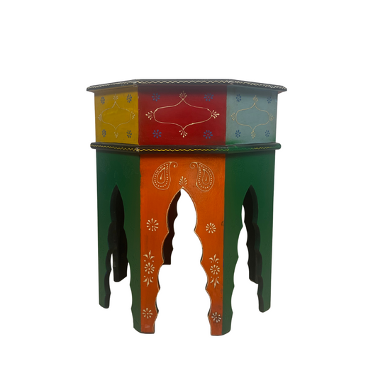 Hand Painted Wooden End Table - Large