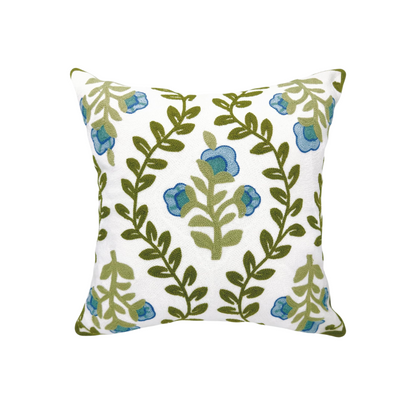 Embroidered Green Cushion Cover