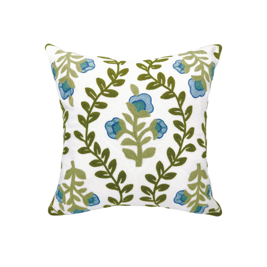 Embroidered Green Cushion Cover